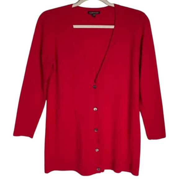 Eileen Fisher Merino Wool Button Cardigan Sweater Red Size S - 47550 - Picture 1 of 16